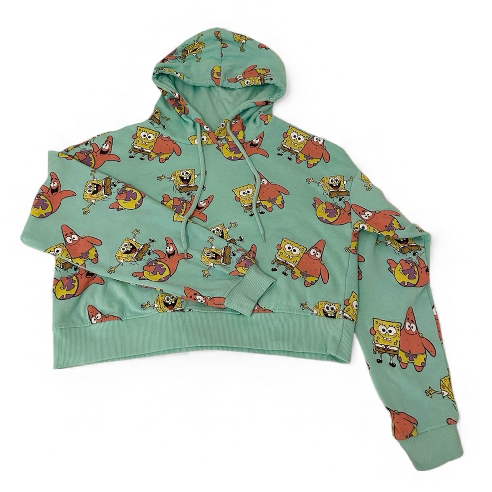 Women’s Nickelodeon SpongeBob Mint/Seafoam Cropped Hoodie Size S